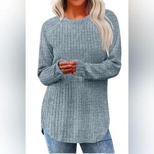 NWOT - Automet Women's Gray/Blue Long Sleeve Tunic Sweater Size XL